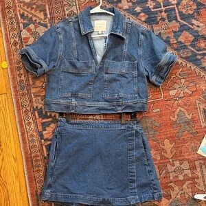 Habitual Blue Denim Top and Skirt Set